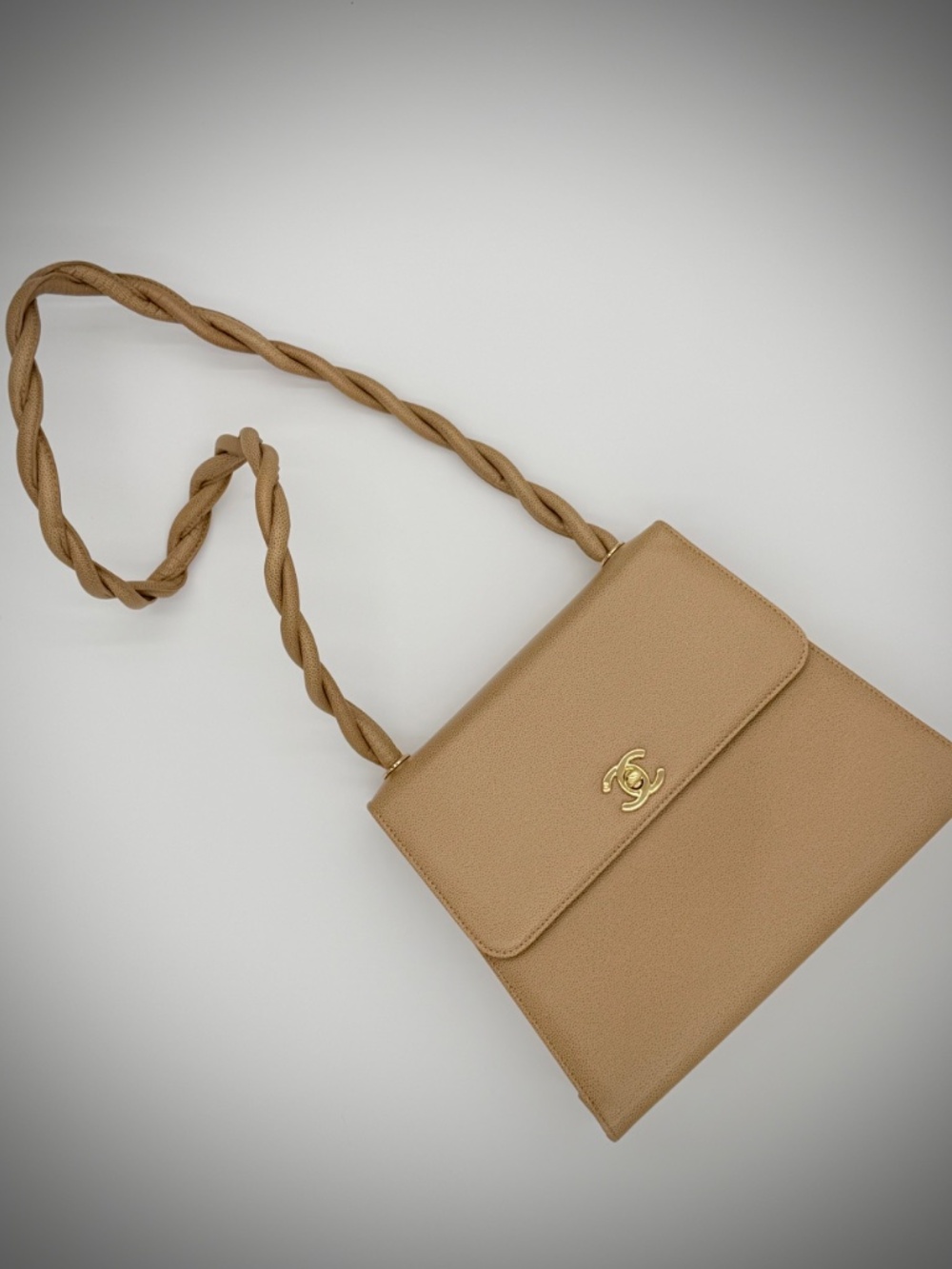 Chanel Vintage Matelassé Caviar Crossbody — Beige - Picture 12 of 16